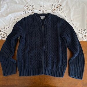 Eddie Bauer Navy Blue Cable Knit Cardigan
